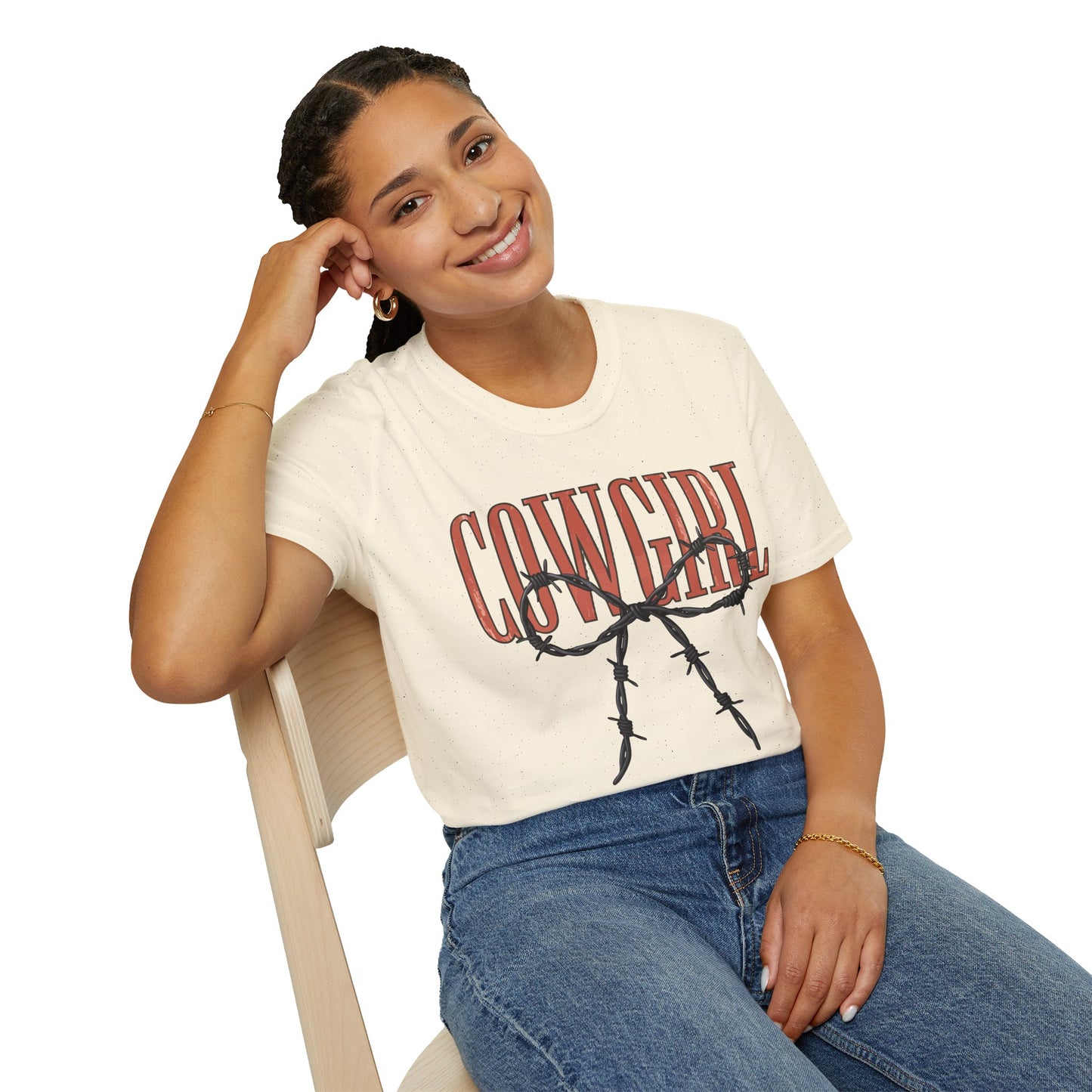 Barbed Wire Bow Cowgirl T-Shirt