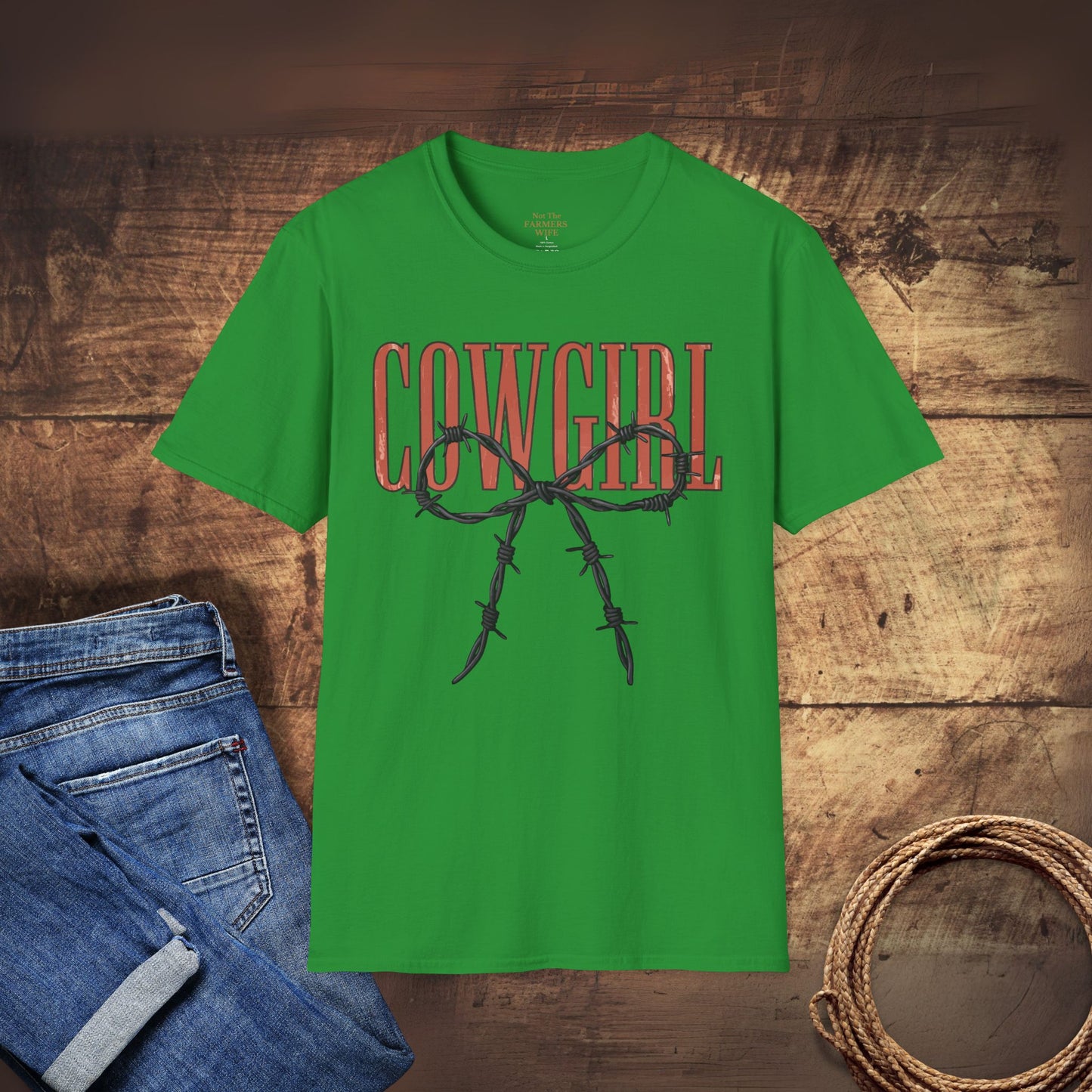 Barbed Wire Bow Cowgirl T-Shirt