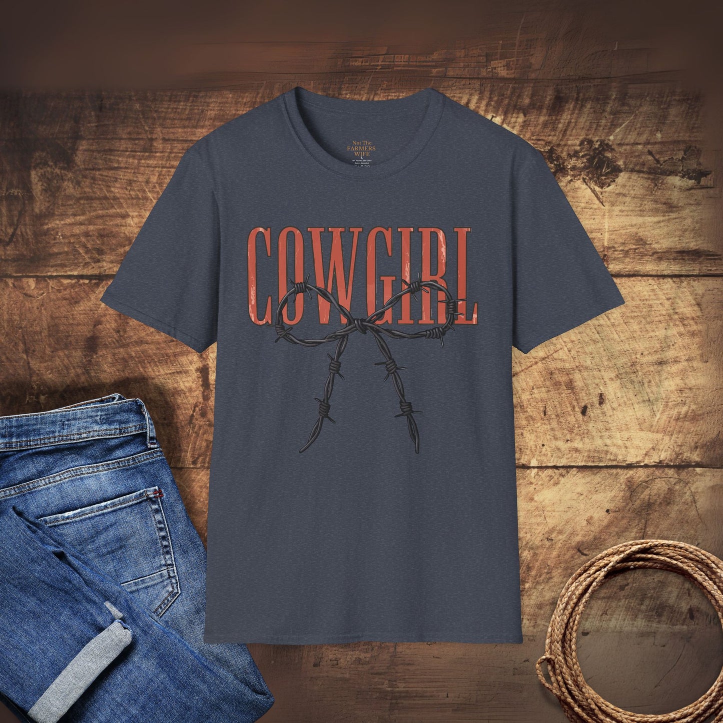 Barbed Wire Bow Cowgirl T-Shirt