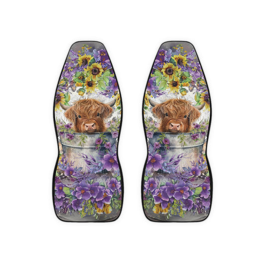 Highland Cow car seat covers front