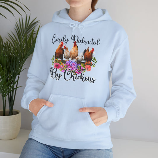 Easily Distracted by Chickens Unisex Hooded Sweatshirt