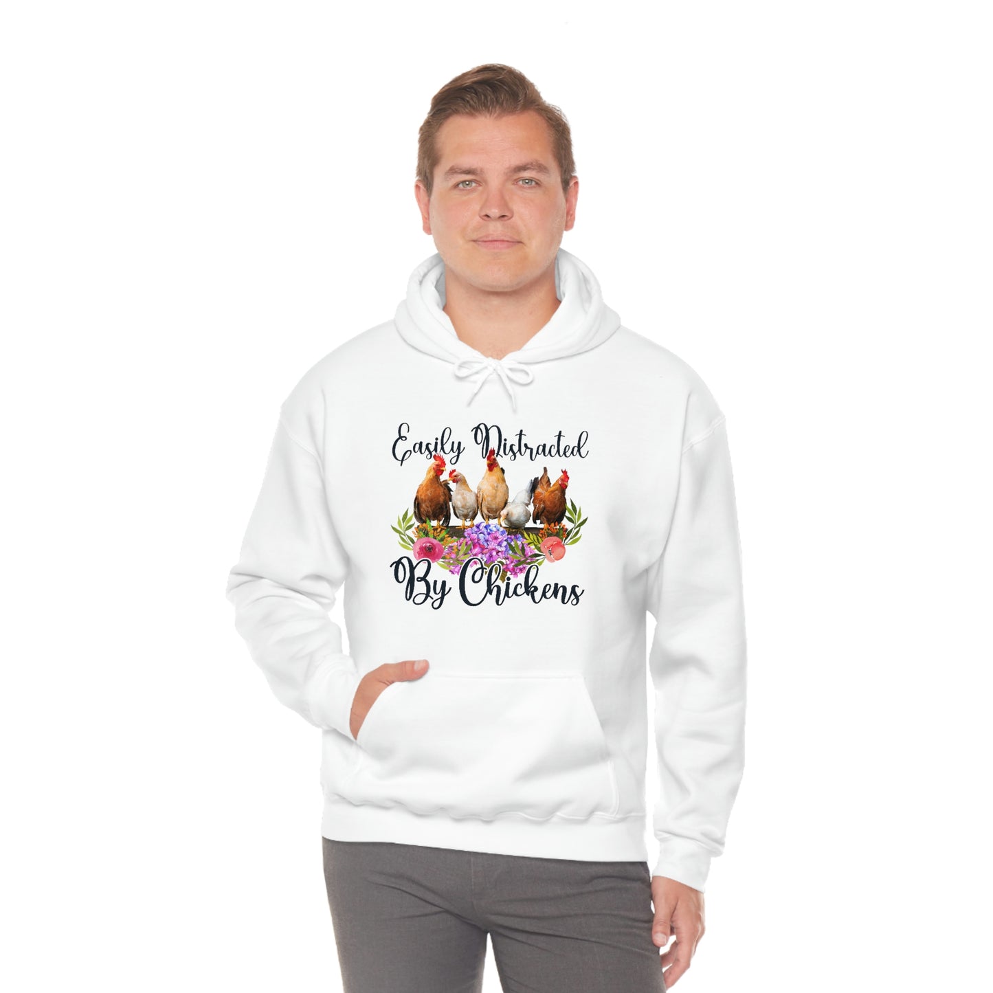Easily Distracted by Chickens Unisex Hooded Sweatshirt