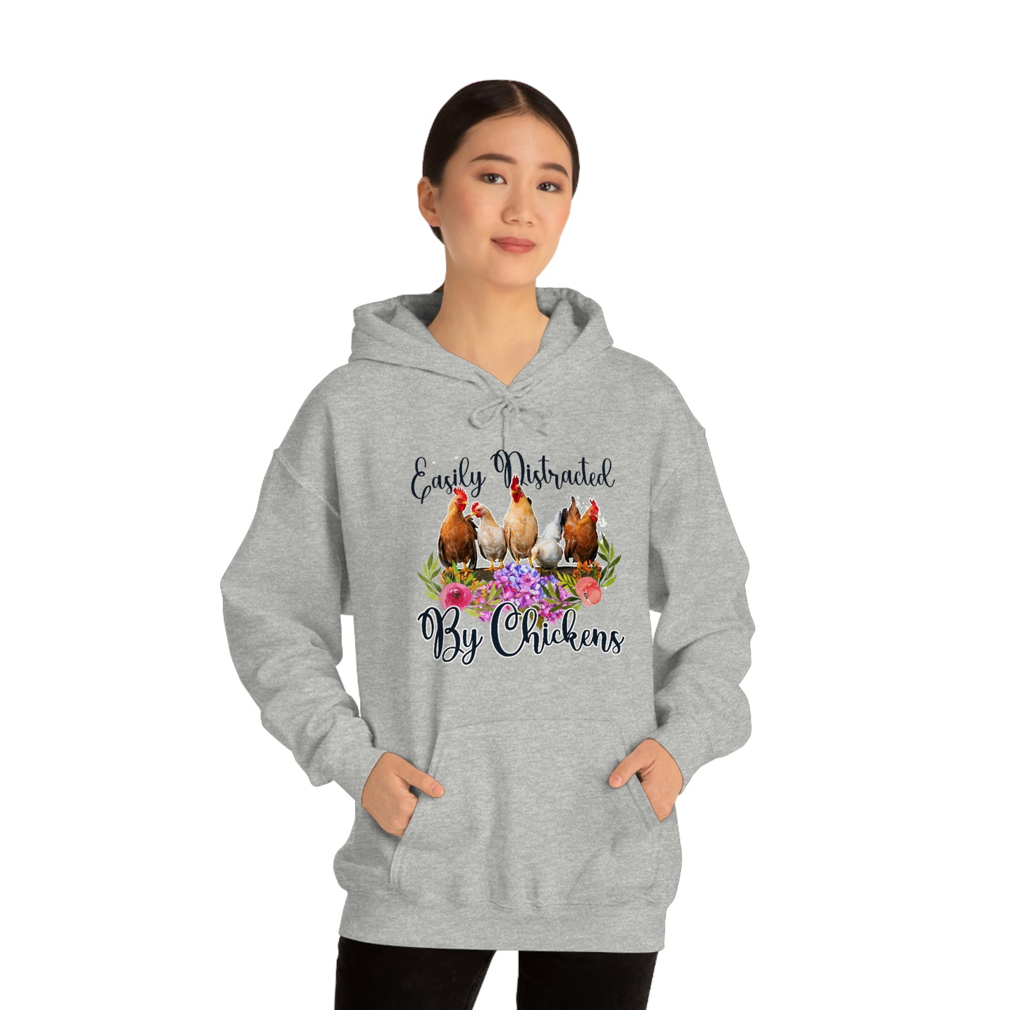 Easily Distracted by Chickens Unisex Hooded Sweatshirt