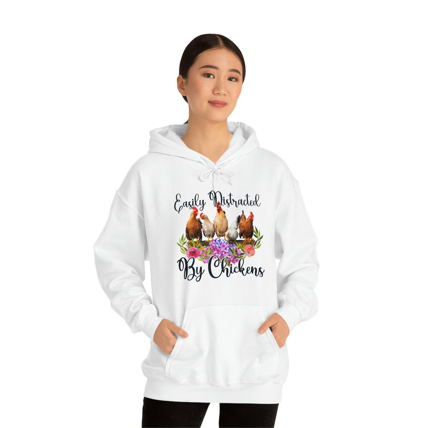 Easily Distracted by Chickens Unisex Hooded Sweatshirt