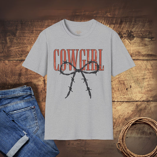 Barbed Wire Bow Cowgirl T-Shirt