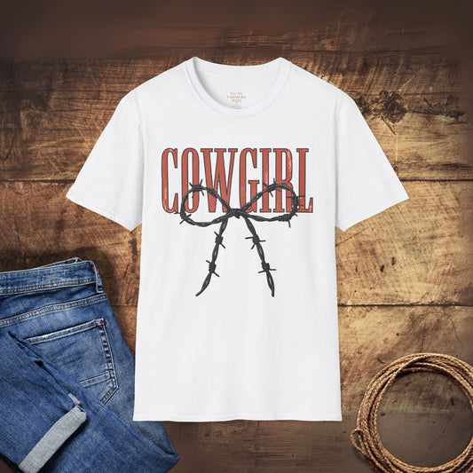 Barbed Wire Bow Cowgirl T-Shirt