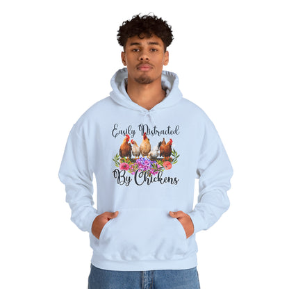 Easily Distracted by Chickens Unisex Hooded Sweatshirt