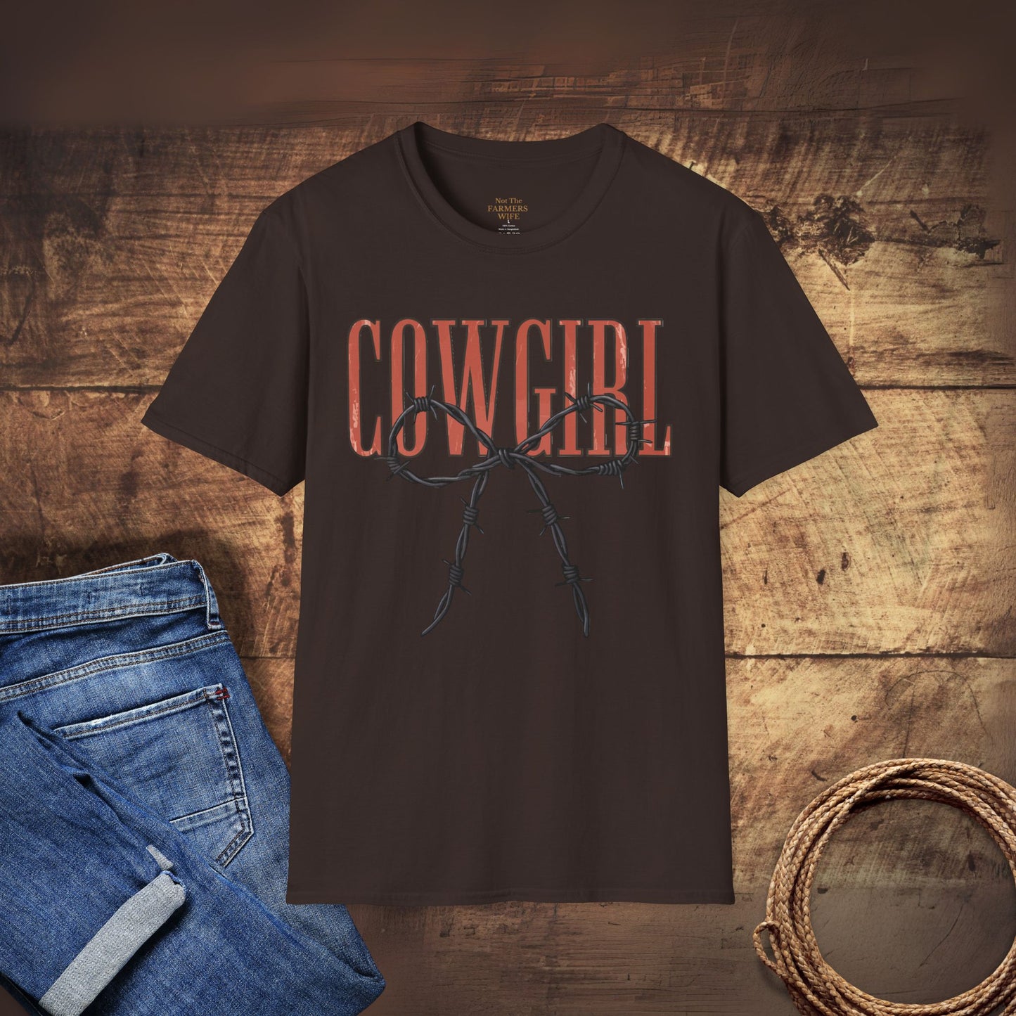 Barbed Wire Bow Cowgirl T-Shirt