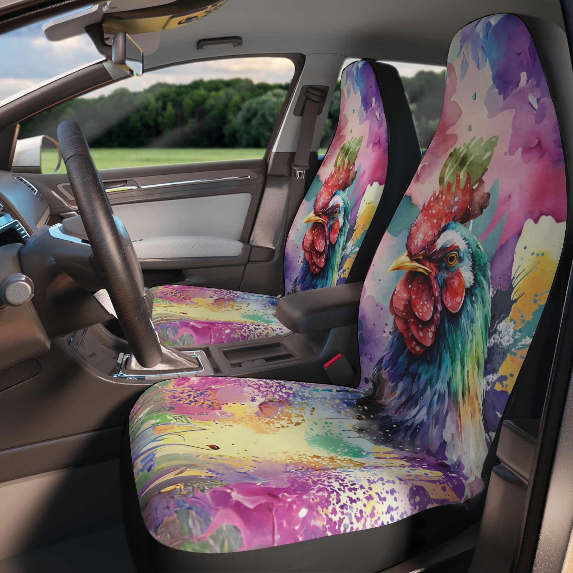 watercolour chicken car seat covers