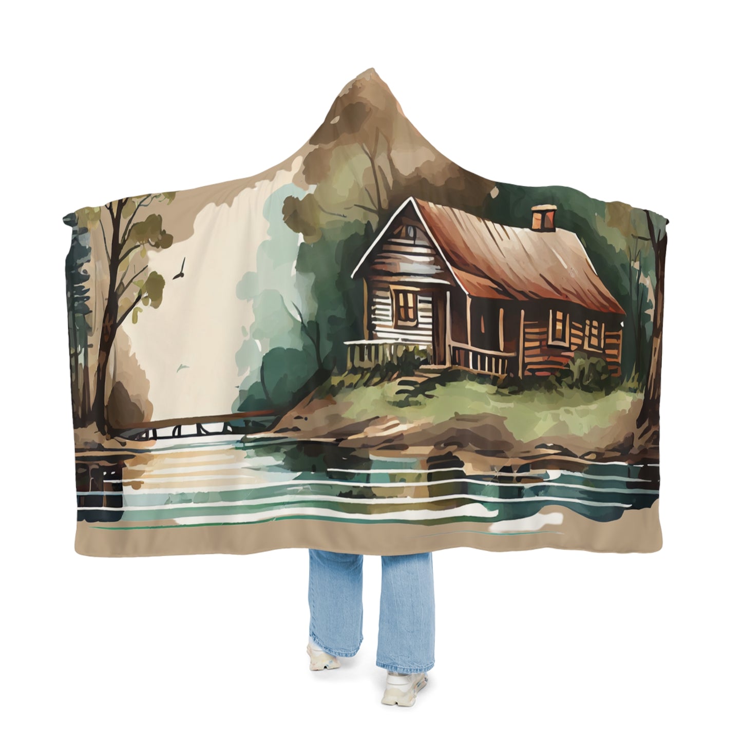 Rustic Cabin Hooded Snuggle Blanket