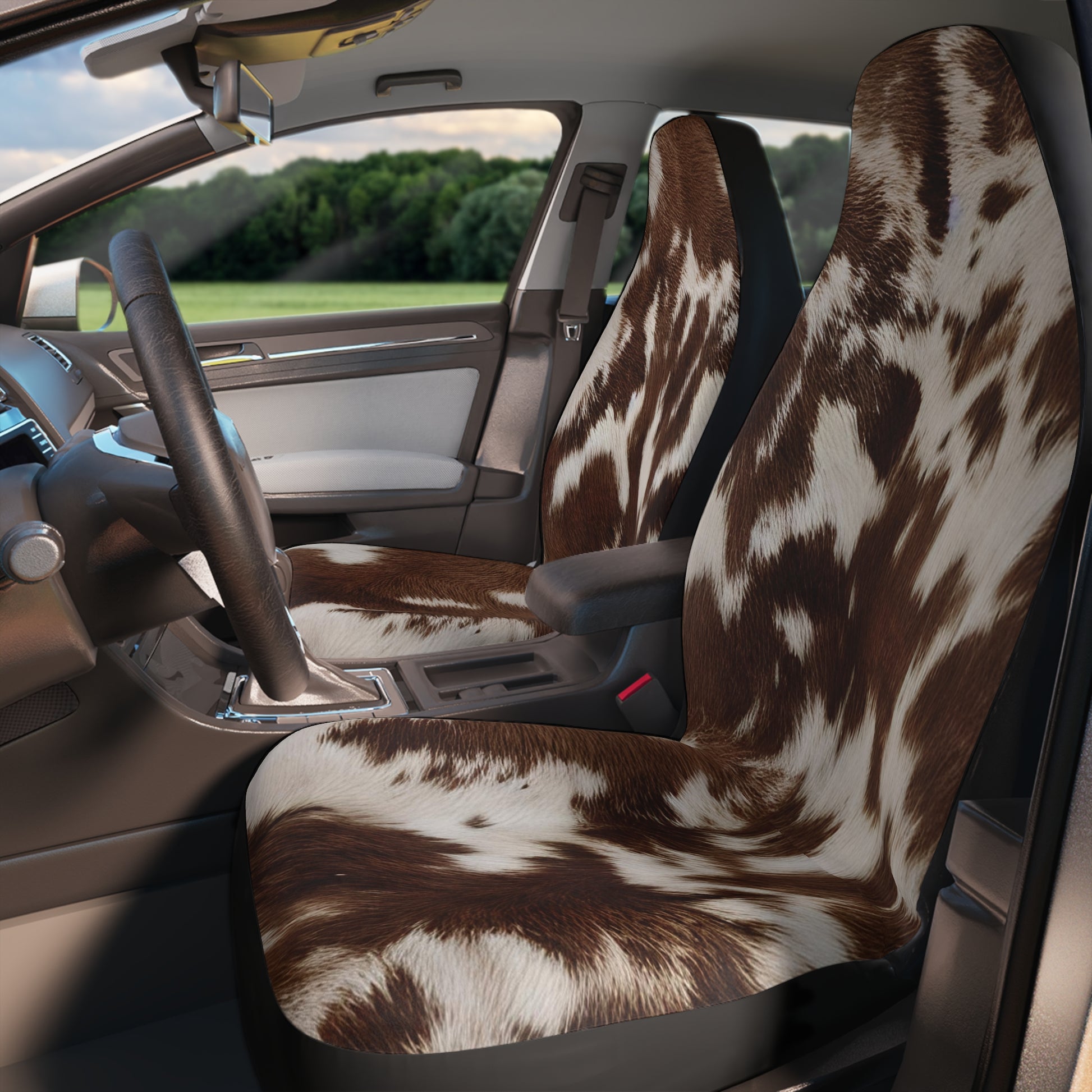 cow hide print car seat covers