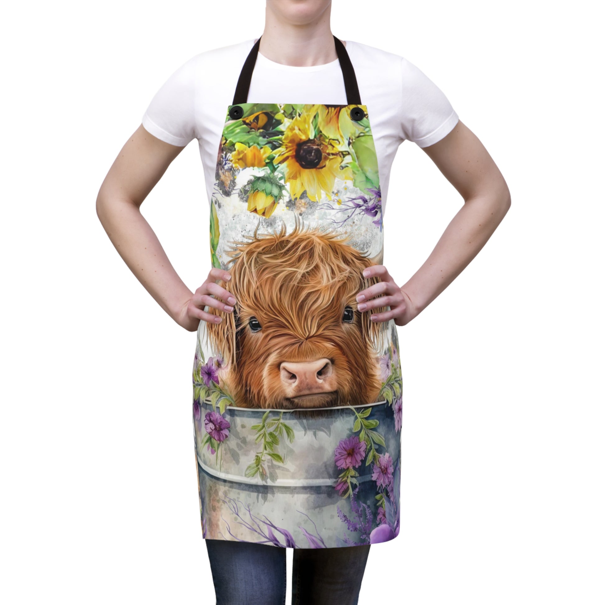 highland cow apron on women