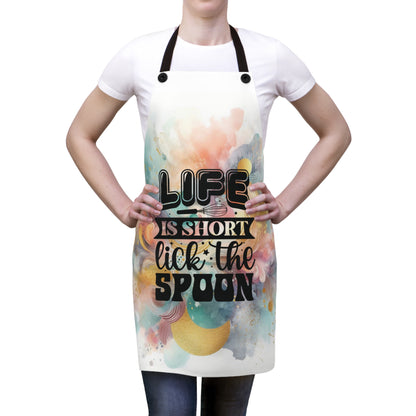 life is short lick the spoon apron on women