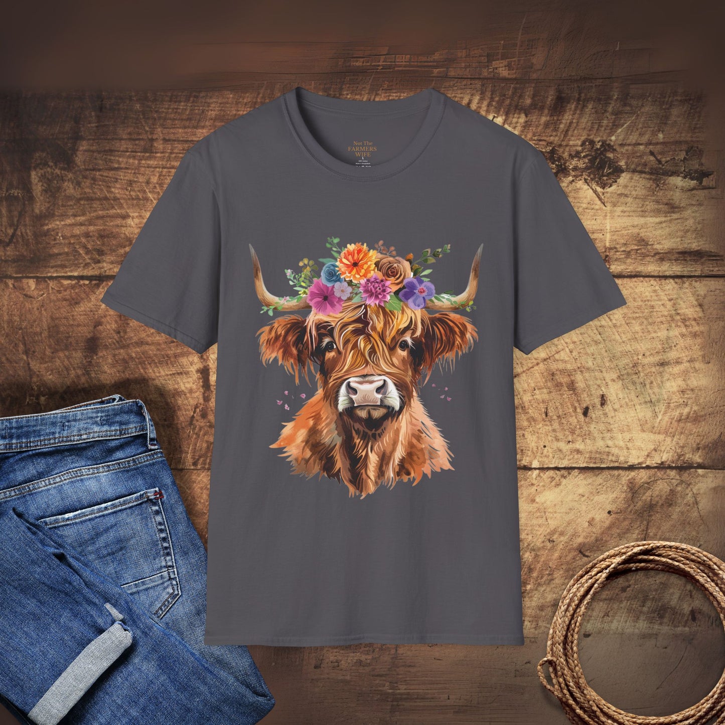Highland Cow Floral T-Shirt