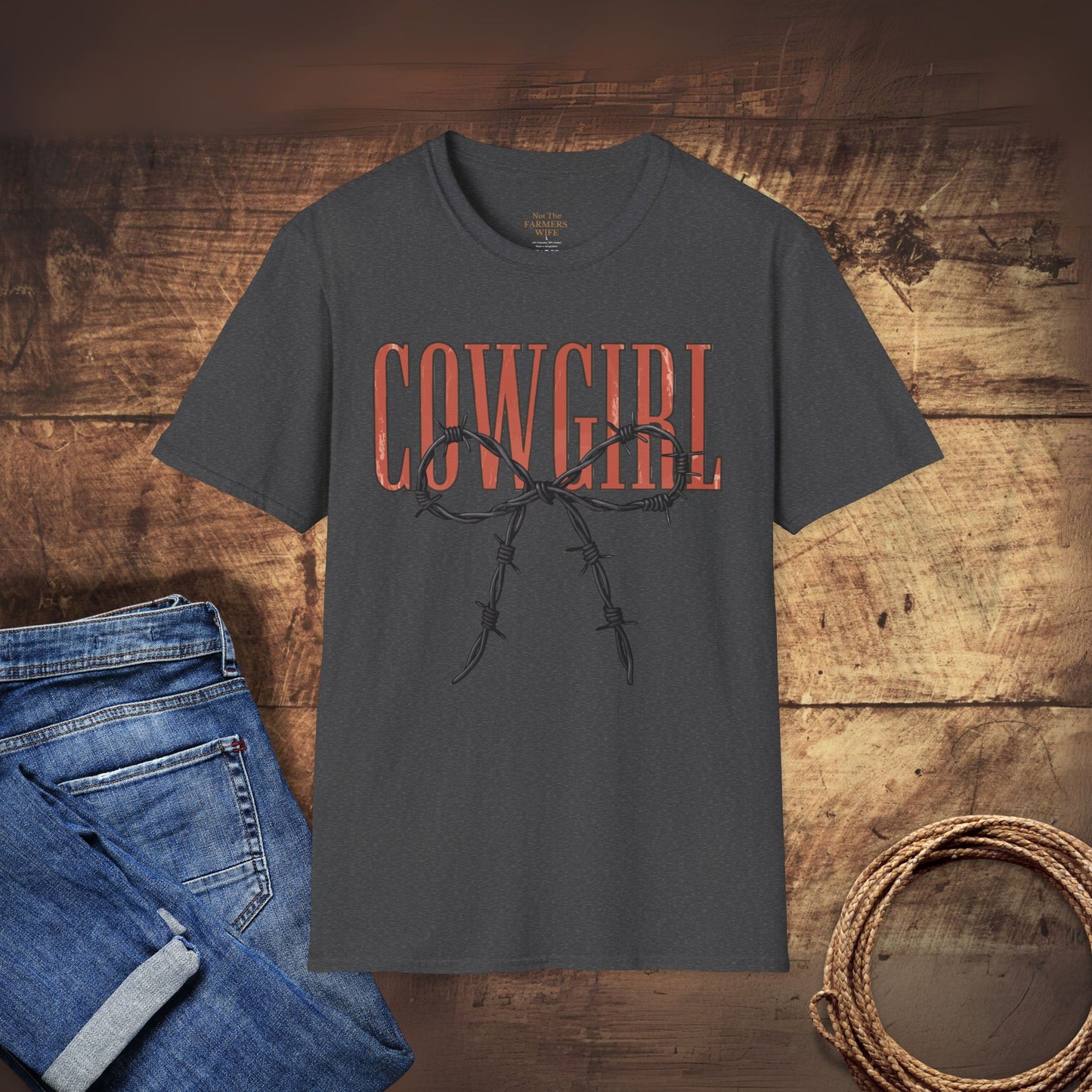 Barbed Wire Bow Cowgirl T-Shirt