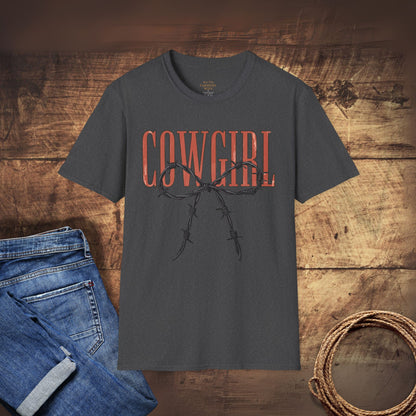 Barbed Wire Bow Cowgirl T-Shirt