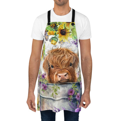 highland cow apron on man