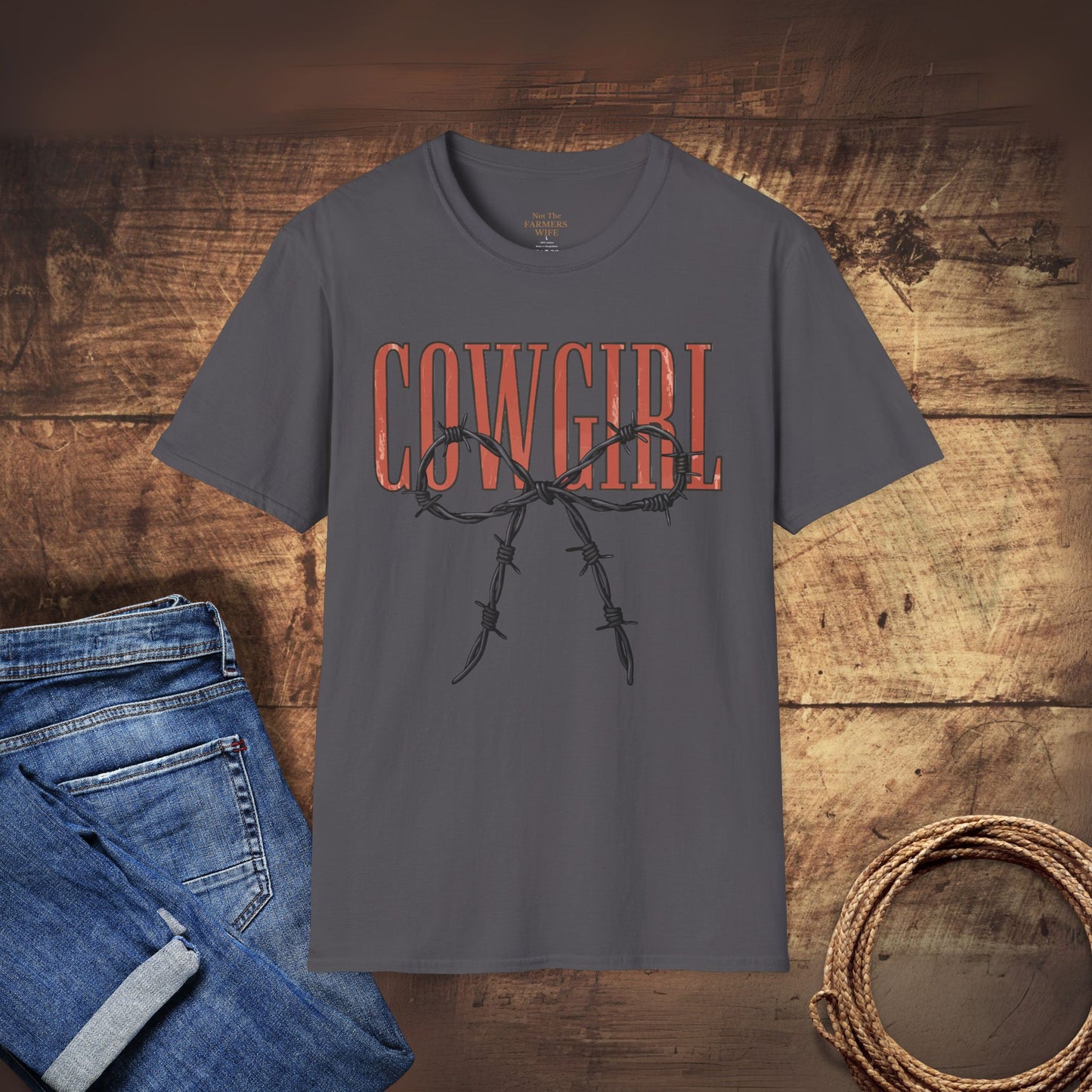 Barbed Wire Bow Cowgirl T-Shirt