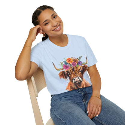Highland Cow Floral T-Shirt