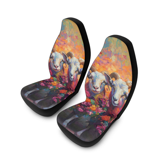 watercolour two goat design seat covers