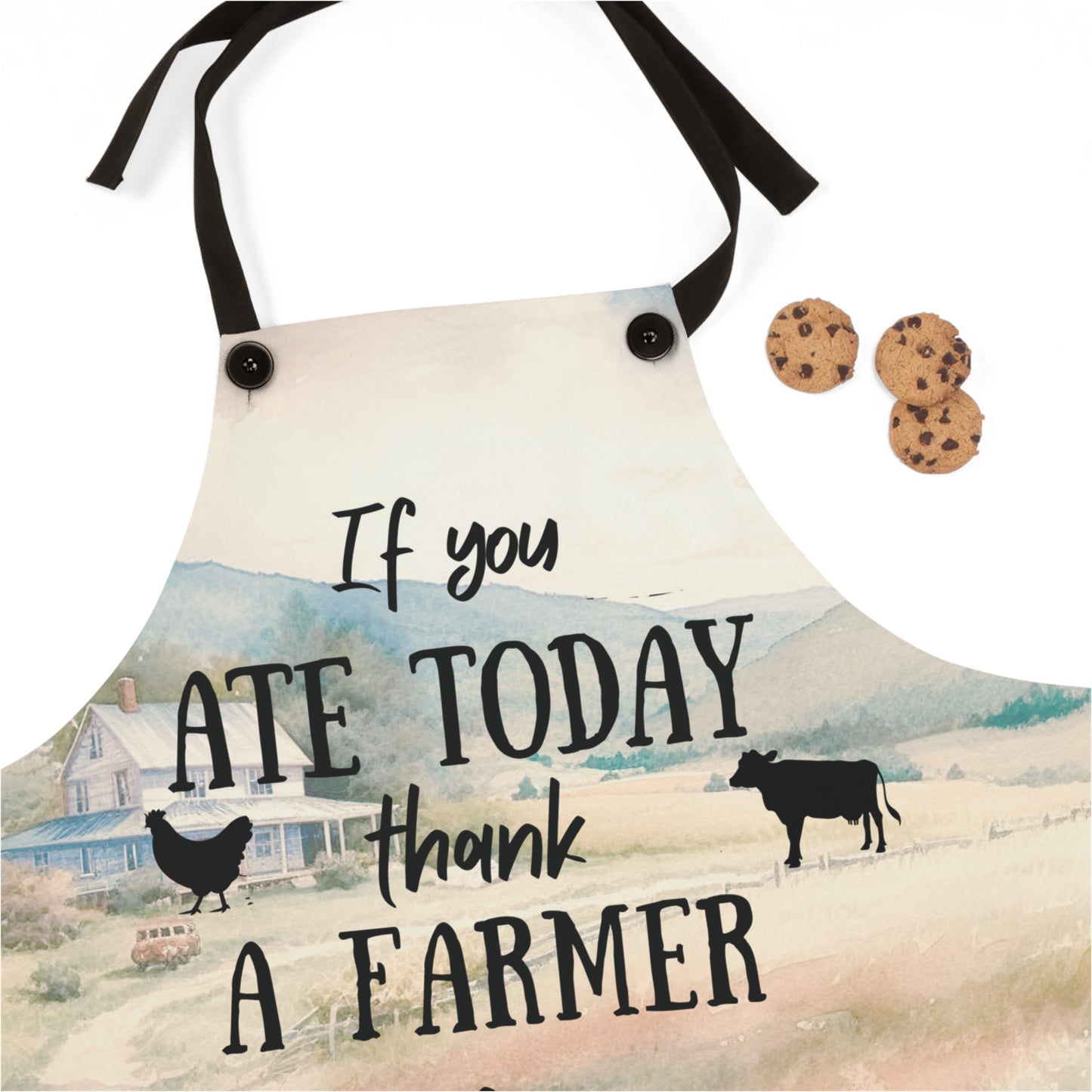 Thank a farmer apron front close up