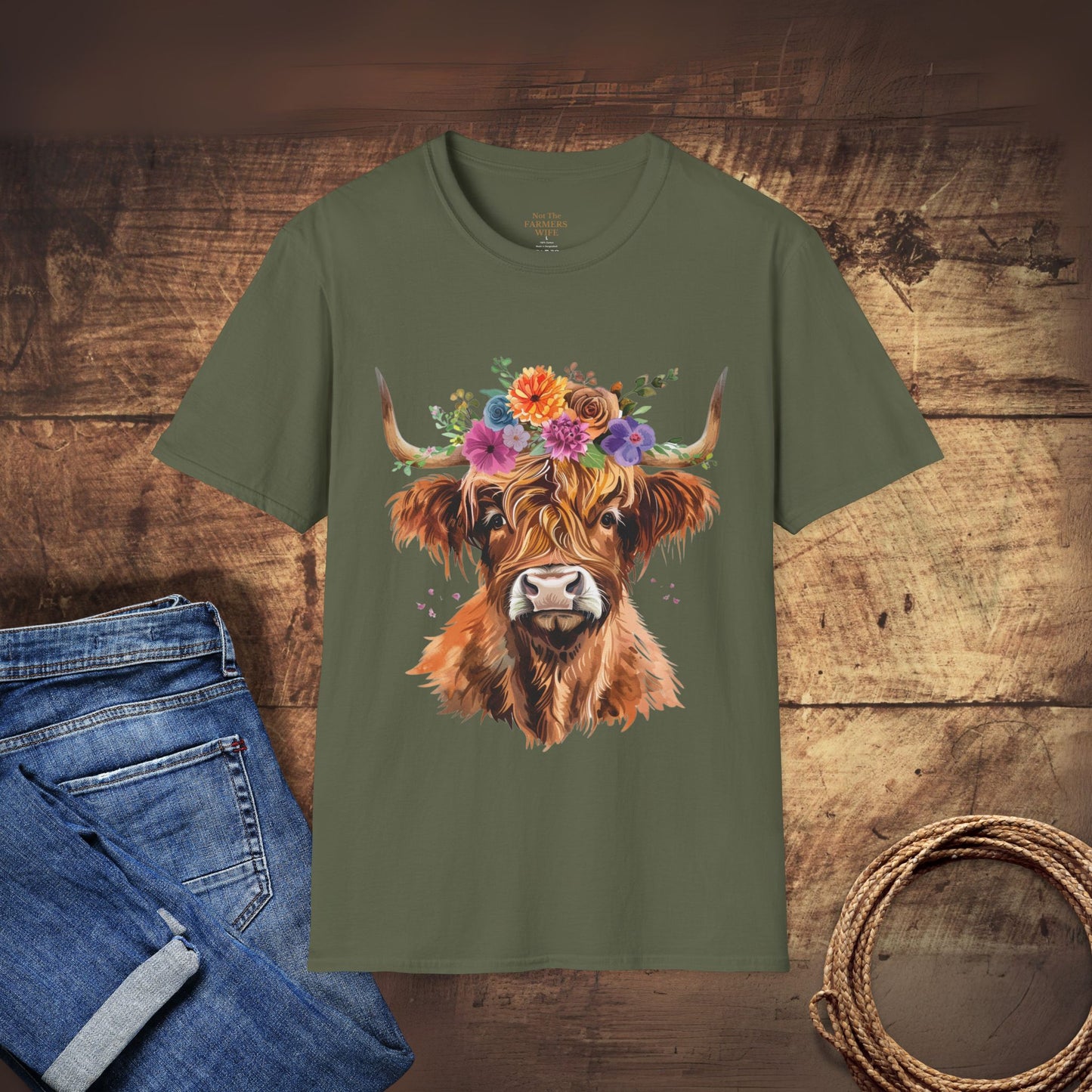 Highland Cow Floral T-Shirt