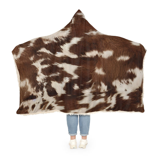 cow hide print hooded snuggle blanket