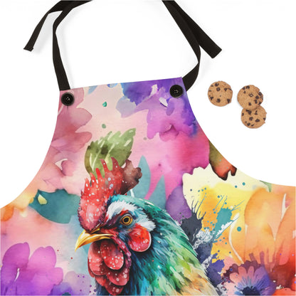 watercolour chicken apron close up