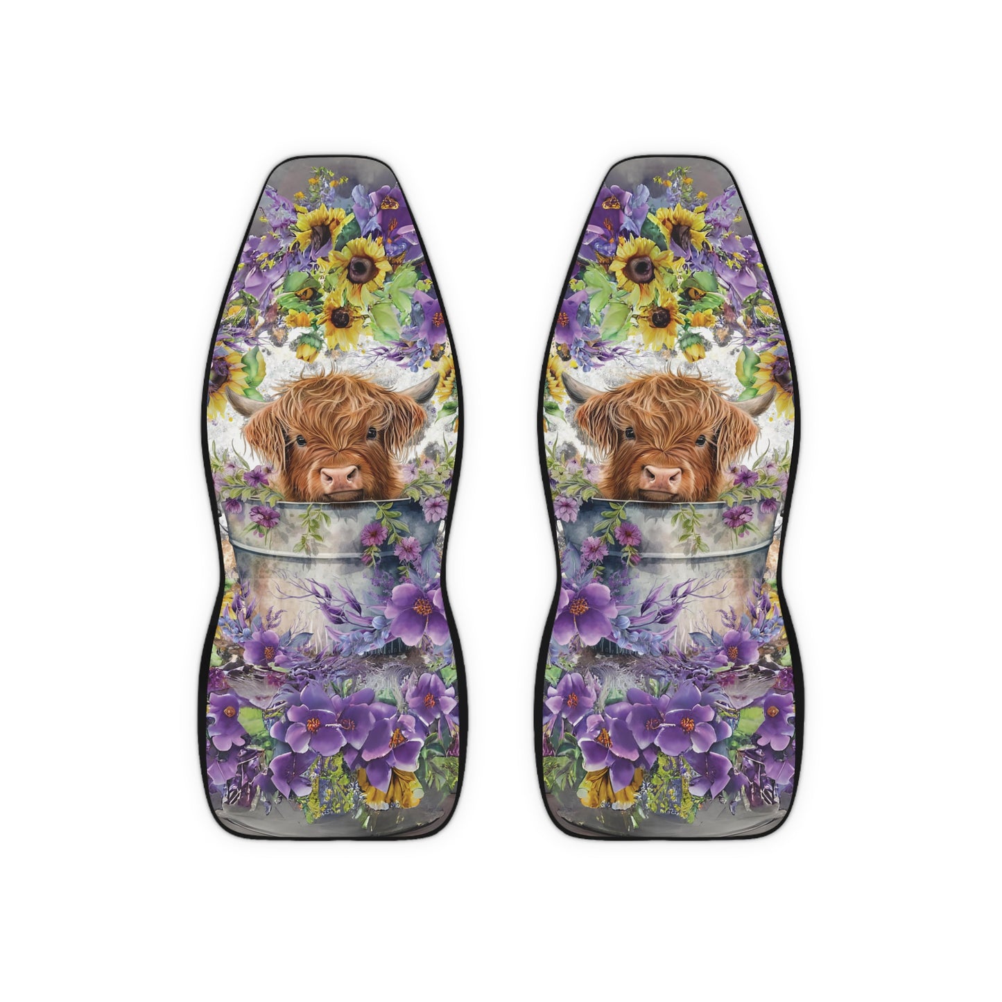 Highland Cow car seat covers front 