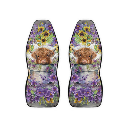 Highland Cow car seat covers front 