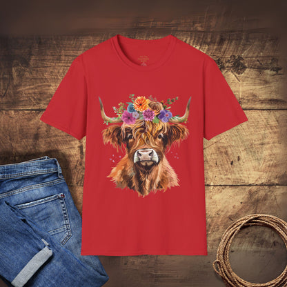 Highland Cow Floral T-Shirt