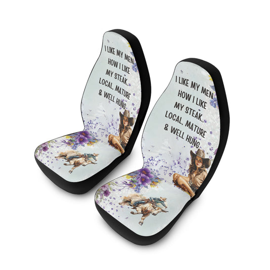 I like my men how I like my steak car seat covers