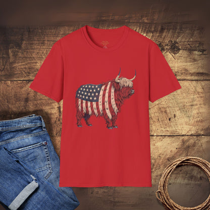 Stars, Stripes and Highland Cow T-Shirt