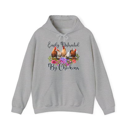 Easily Distracted by Chickens Unisex Hooded Sweatshirt