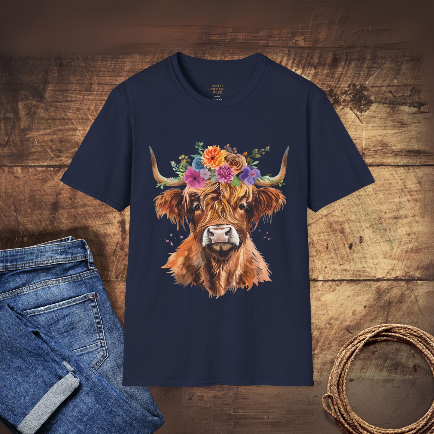 Highland Cow Floral T-Shirt