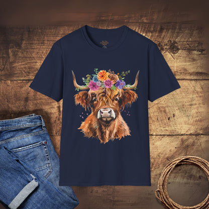 Highland Cow Floral T-Shirt