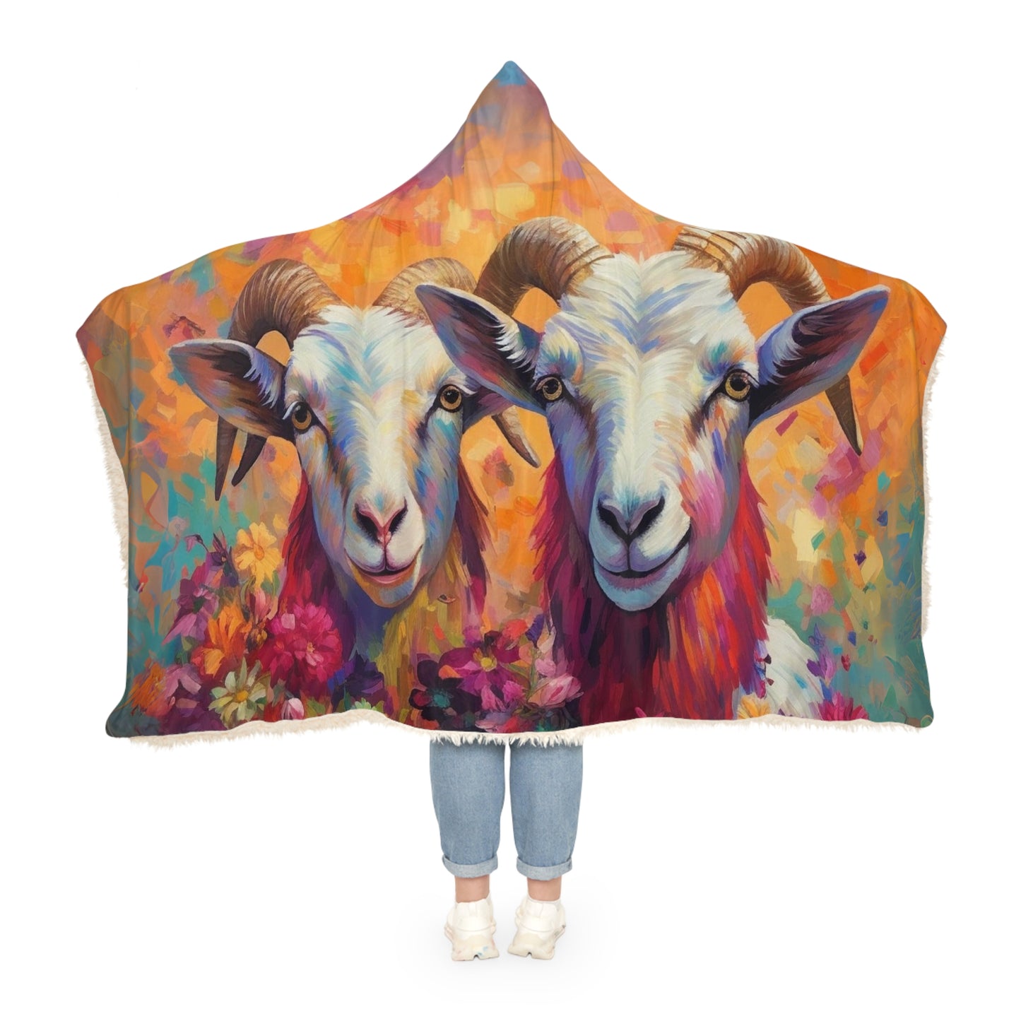 Watercolour Goats Snuggle Blanket