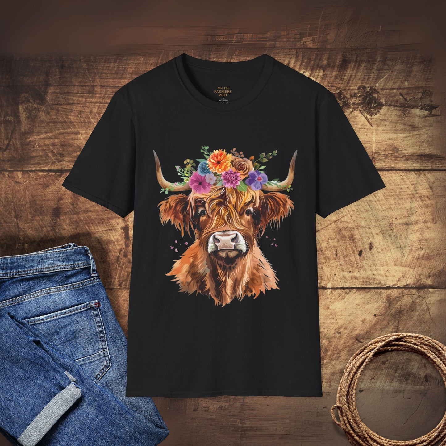 Highland Cow Floral T-Shirt