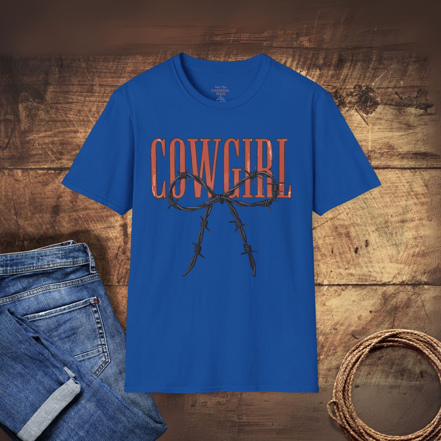 Barbed Wire Bow Cowgirl T-Shirt