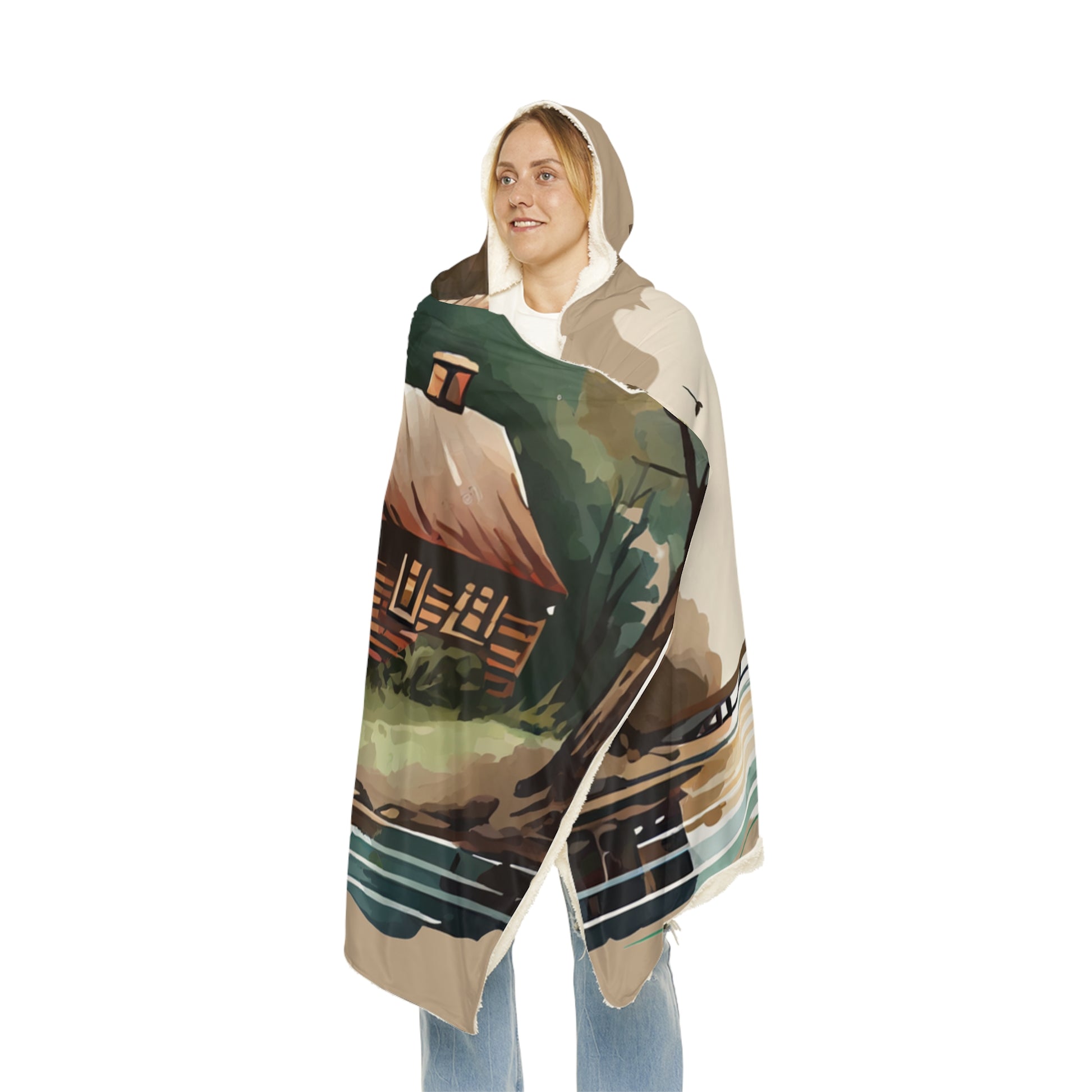 rustic cabin hooded snuggle blanket