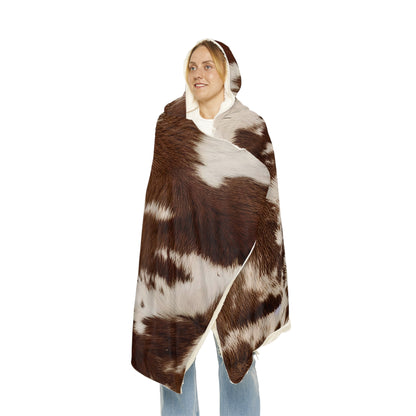 cow hide print hooded snuggle blanket