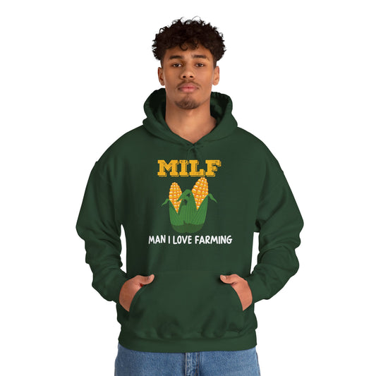 man wearing MILF green hoodie