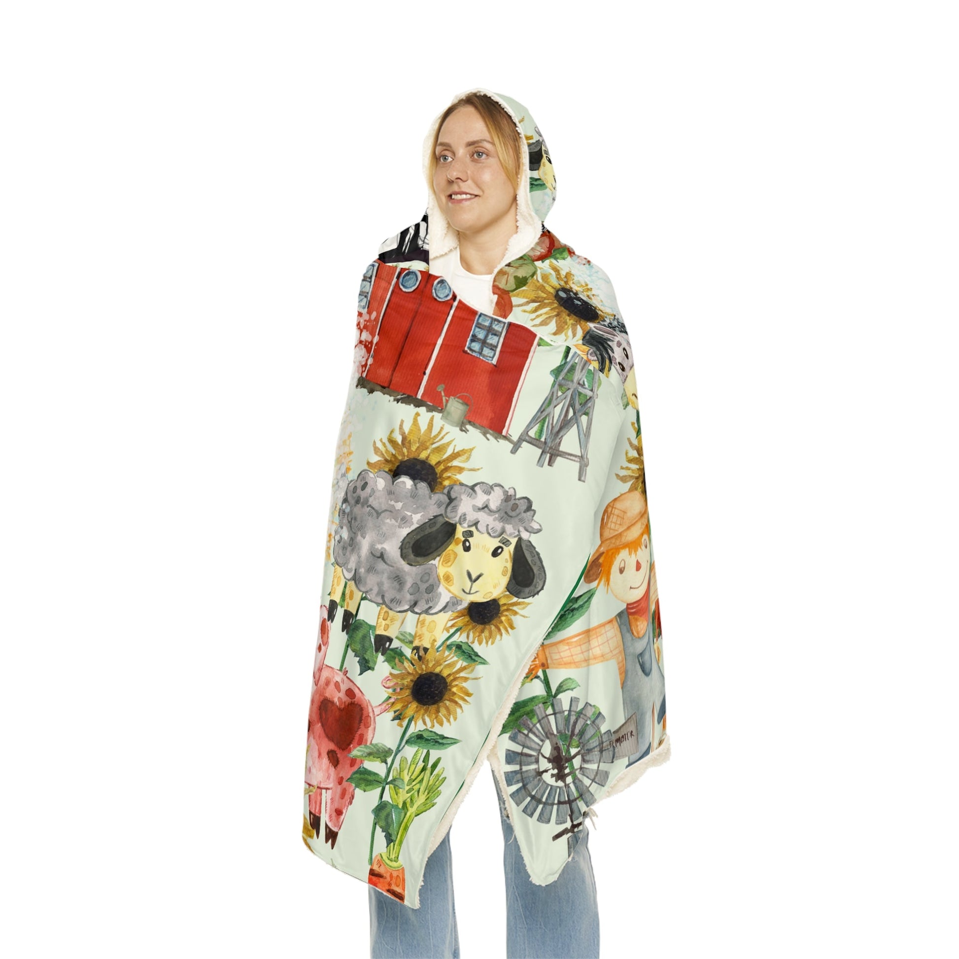 #FarmerLife Hooded Snuggle Blanket - All Over Prints - Not The Farmers Wife