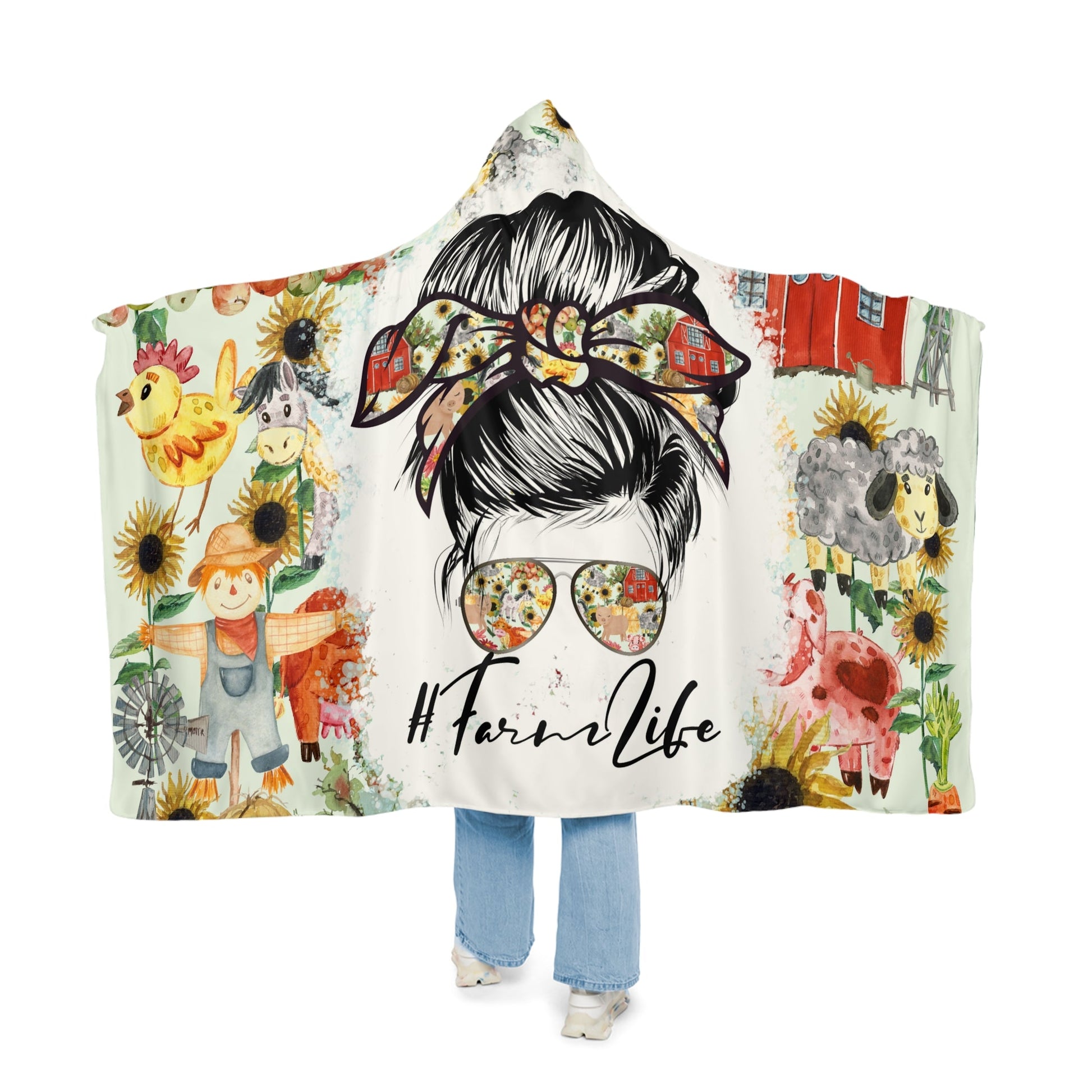 #FarmerLife Hooded Snuggle Blanket - All Over Prints - Not The Farmers Wife