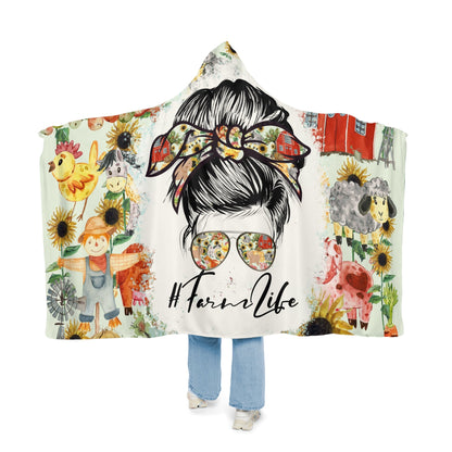 #FarmerLife Hooded Snuggle Blanket - All Over Prints - Not The Farmers Wife