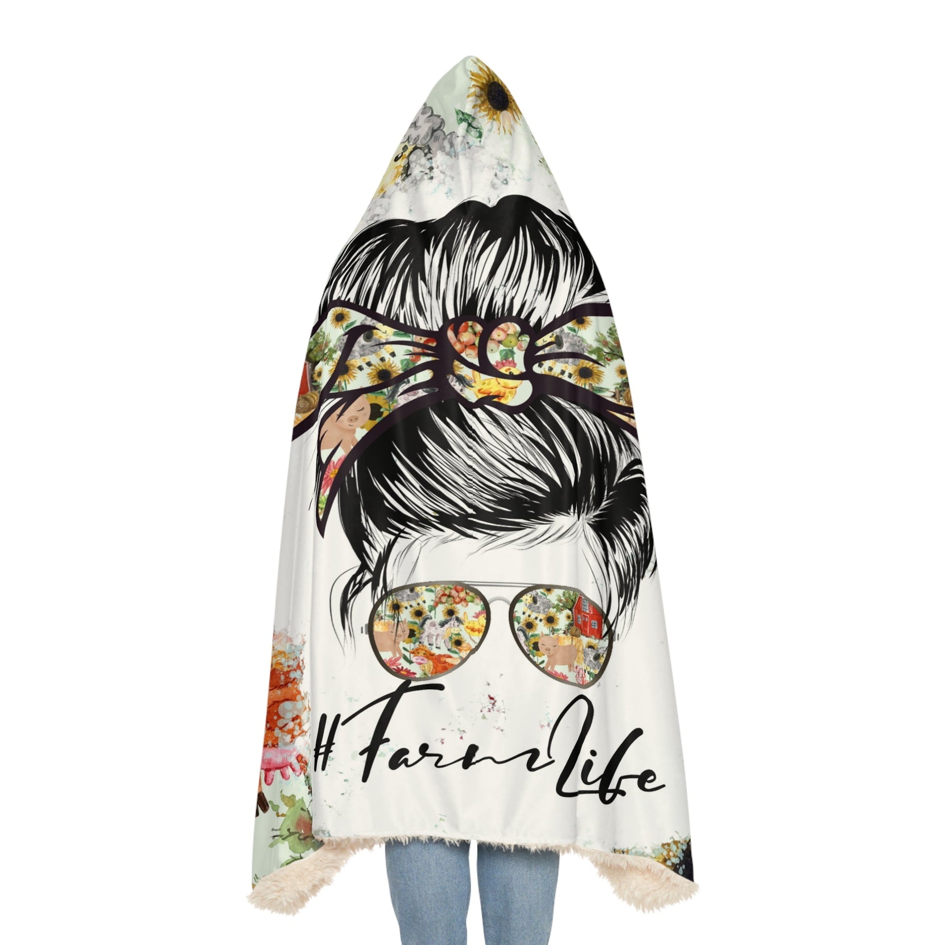 #FarmerLife Hooded Snuggle Blanket - All Over Prints - Not The Farmers Wife