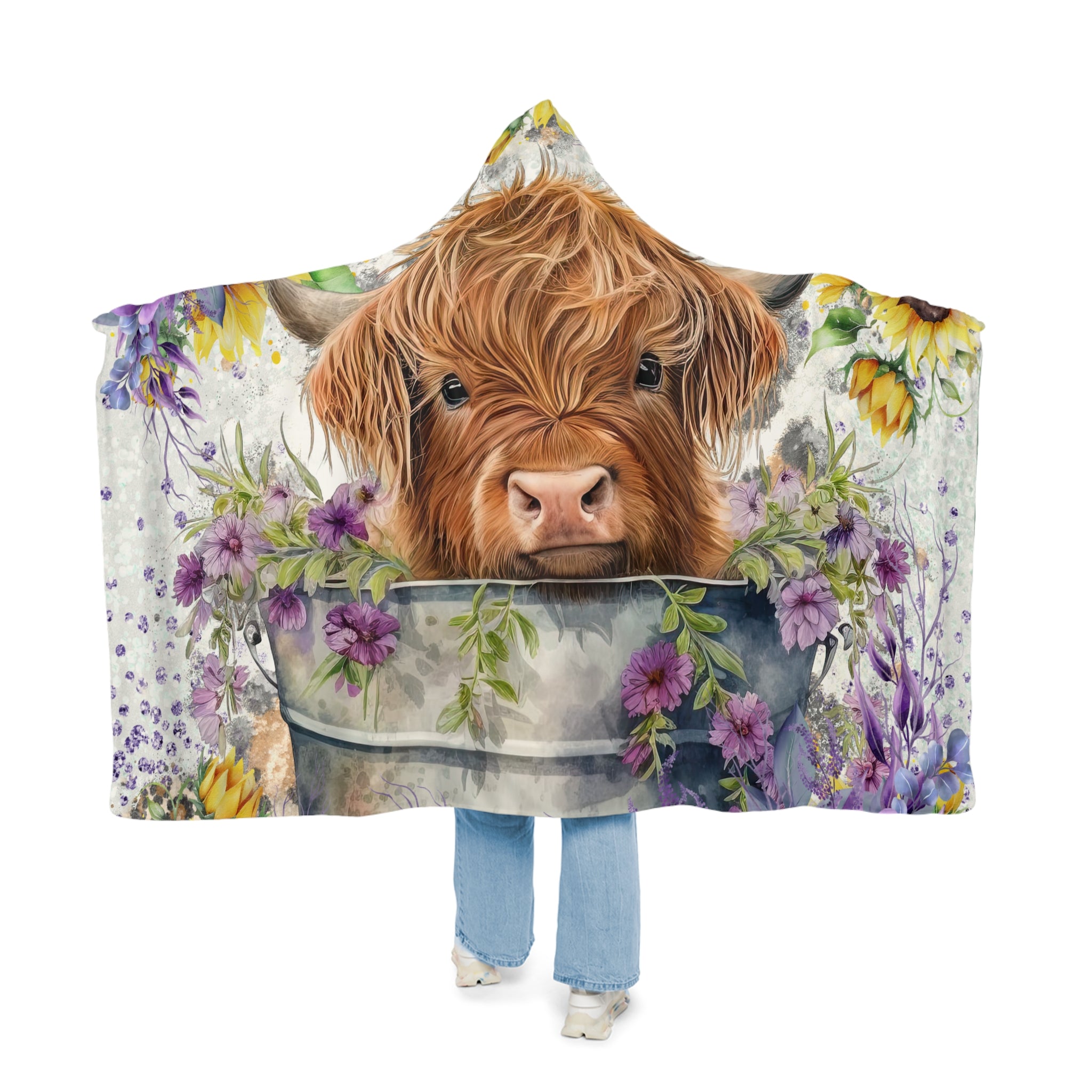 Highland cow snuggle blanket back poly version