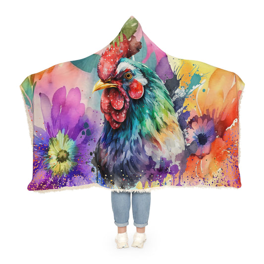 watercolour rooster snuggle blanket