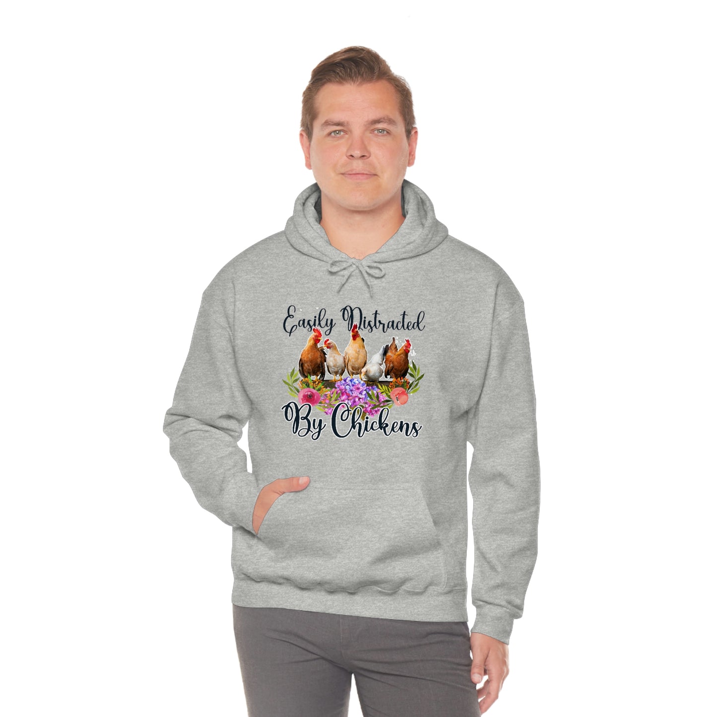 Easily Distracted by Chickens Unisex Hooded Sweatshirt