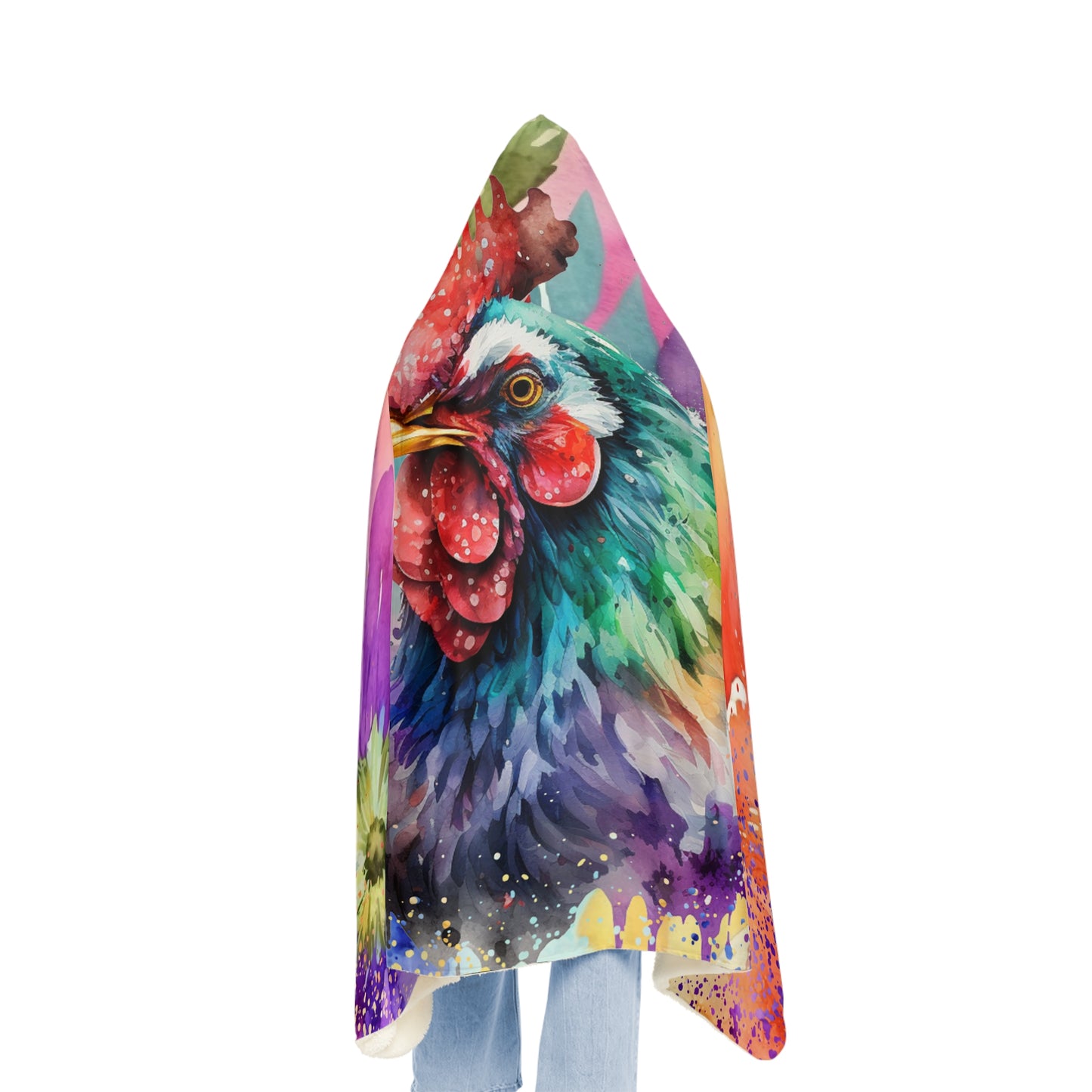 Watercolour Chicken Hooded Blanket